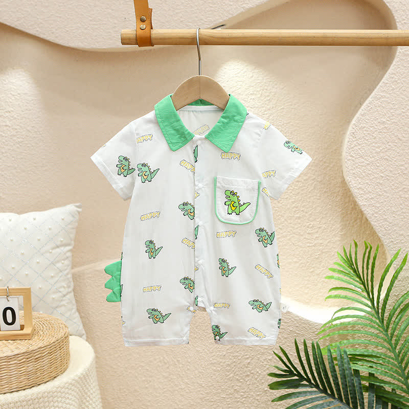 HAPPY Baby Dinosaur Polo Collar Romper