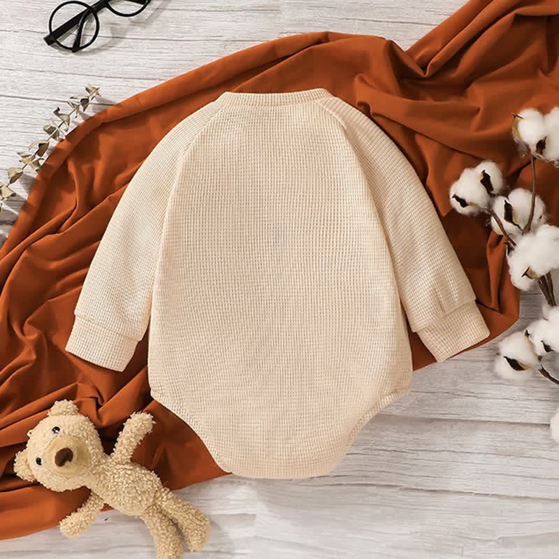 Baby Embroidered Bear Bodysuit in Apricot