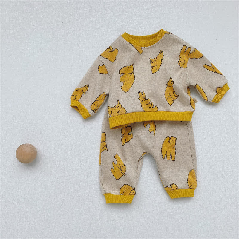 Baby Yellow Big Bear Knitted Pants