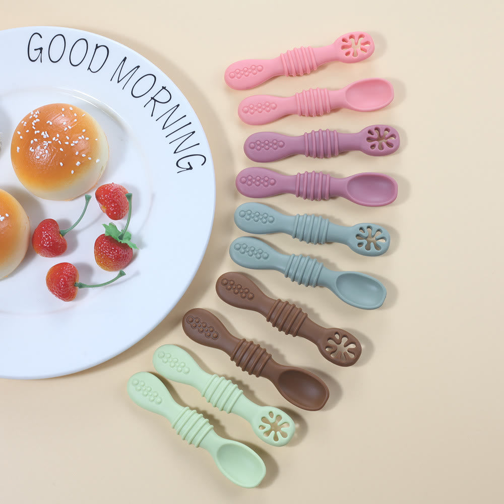 Baby Silicone  Learning Spoon Fork Tableware