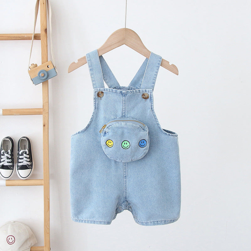 Baby Smiley Denim Strap Overalls