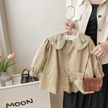 Toddler Collar Flower Button Coat