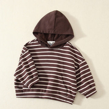 Toddler Striped Pocket Brown Hoodie