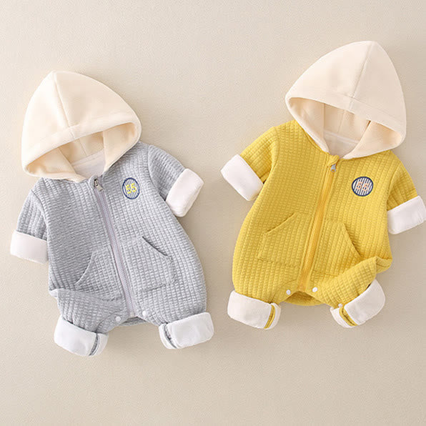 55 Baby Hooded Number Zipper Knitted Romper