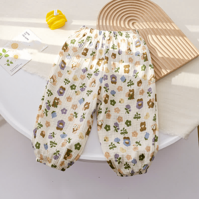 Toddler Girl Bear Flower Heart Pants