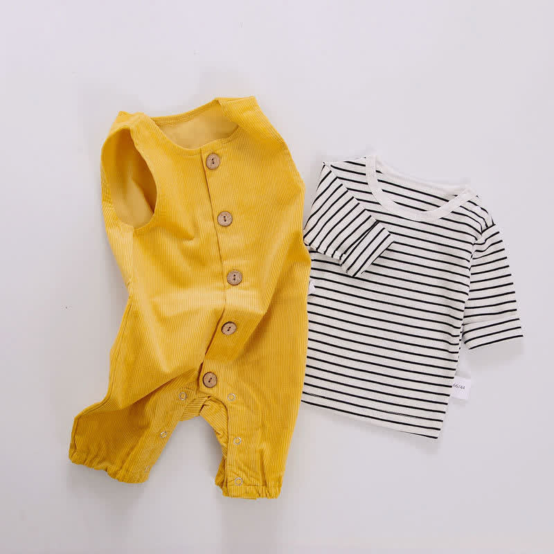 Baby Striped Shirt and Overalls Set