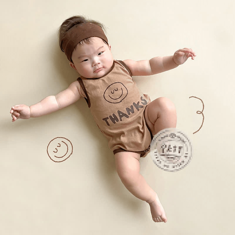 THANKS Baby Smiley Bodysuit with Headband