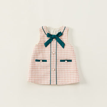 Toddler Girl Plaid Bowknot Sleeveless Dress