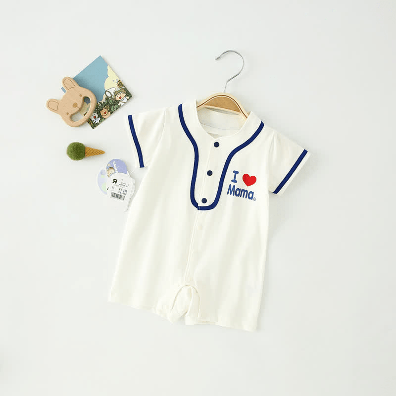 I LOVE MAMA PAPA Baby Navy Collar Romper