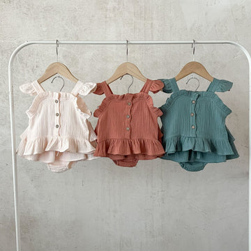 Baby Solid Color Camisole Shorts 2 Pieces Set