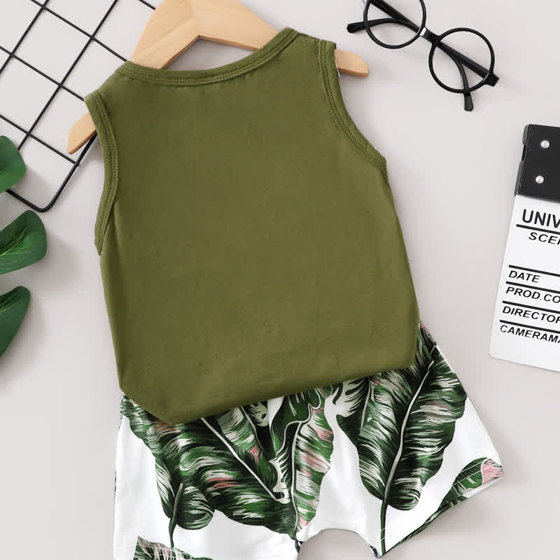 Baby Leaves Sleeveless Tee and Shorts Set