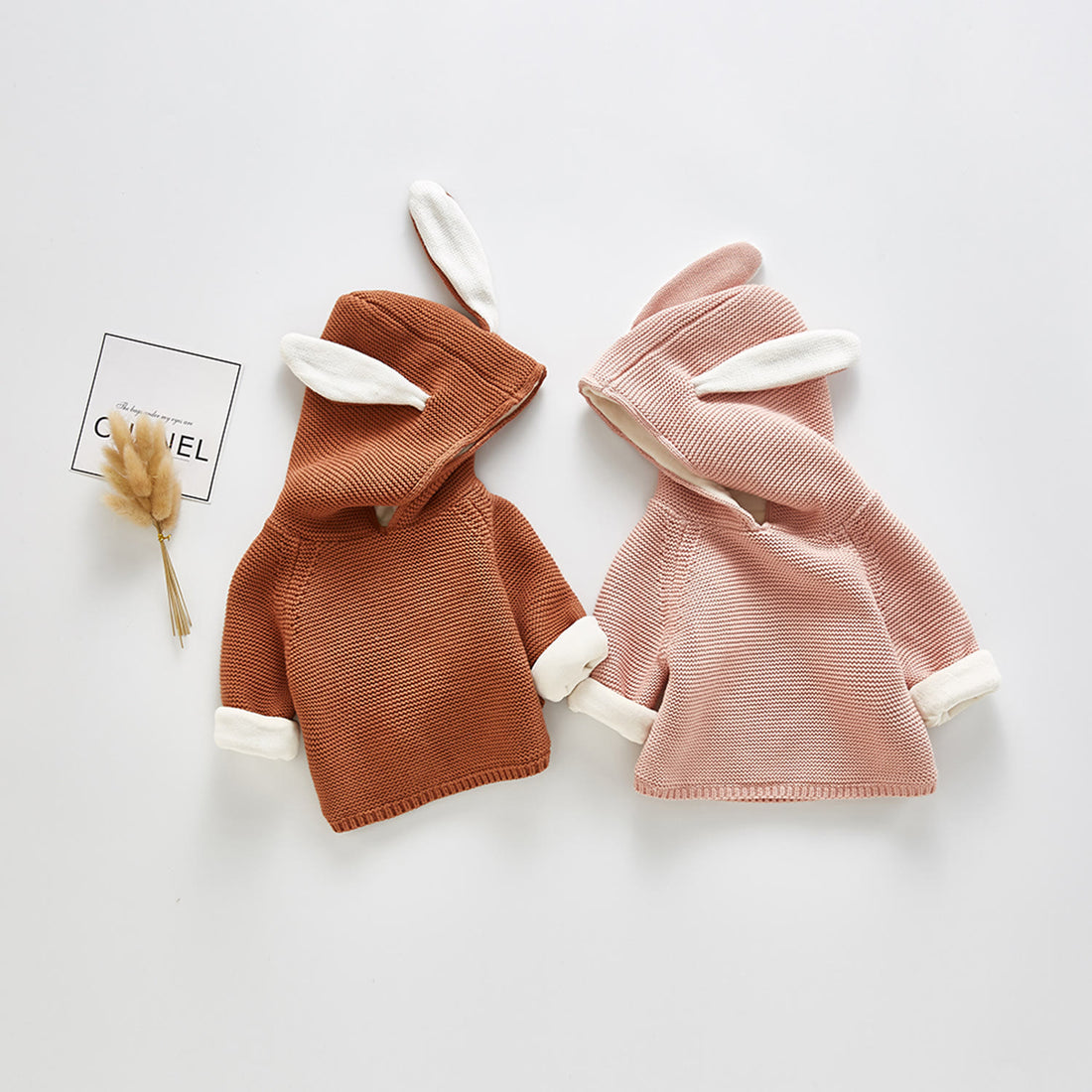 Baby Knitted Cute 3D Bunny Ears Hooded Sweater