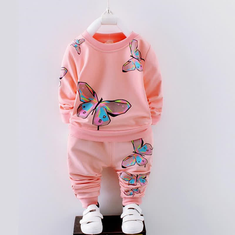 Toddler Girl Butterfly Sweatshirt and Pants Set