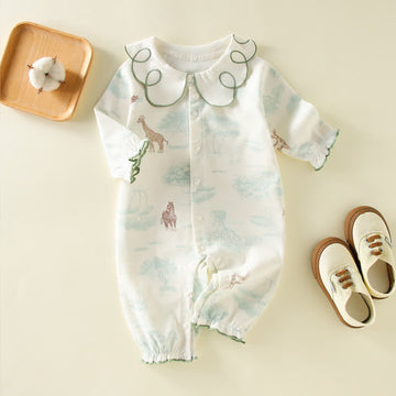 Baby Giraffe Zebra Lace Lapel Collar Romper