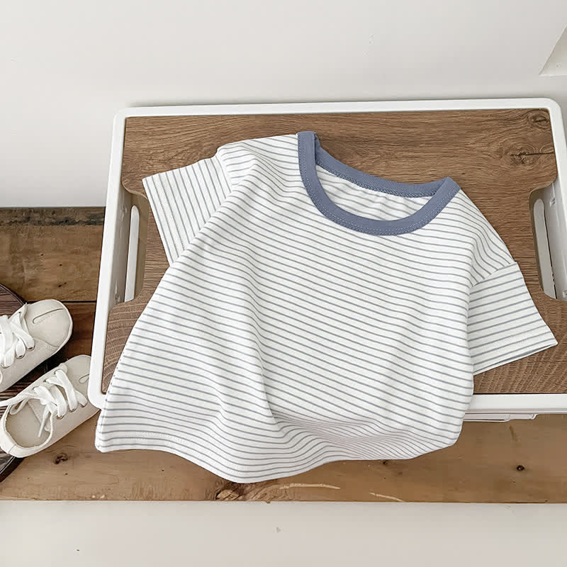 Baby Striped Crew Neck Casual Tee