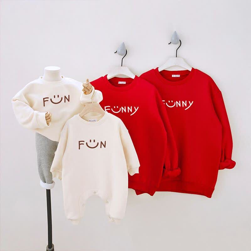 FUN Family Matching Smiley Face Romper Sweatshirt