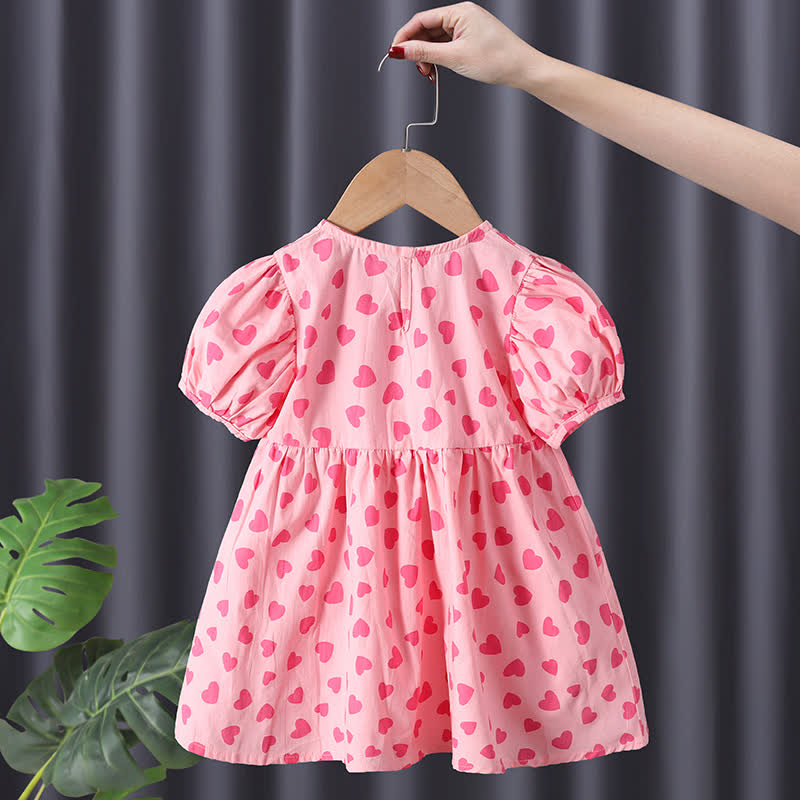 Toddler Girl Heart Puff Sleeve Dress