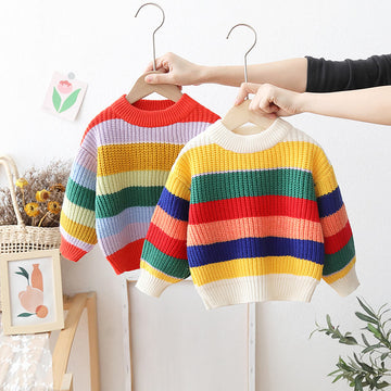 Toddler Rainbow Striped Sweater