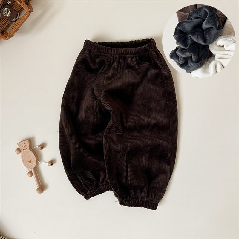 Baby Loose Solid Color Ribbed Jogger Pants