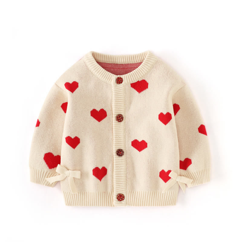 Toddler Girl Knitted Heart Sweet Cardigan