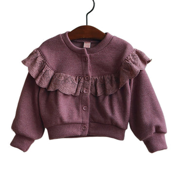 Toddler Girl Sweet Solid Color Lace Cardigan