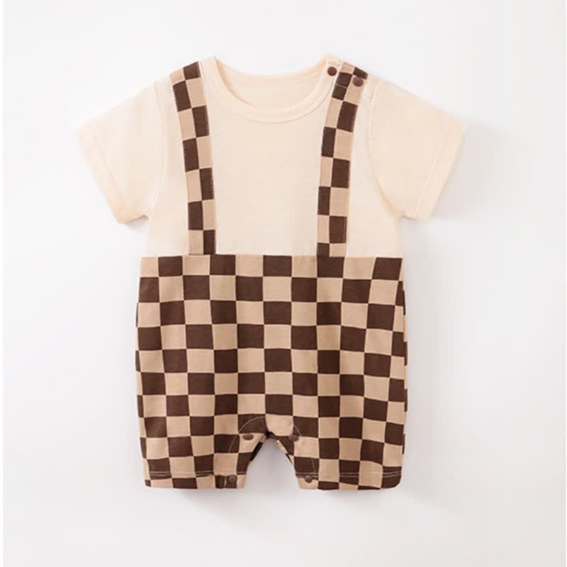 Baby Plaid Splicing Casual Romper