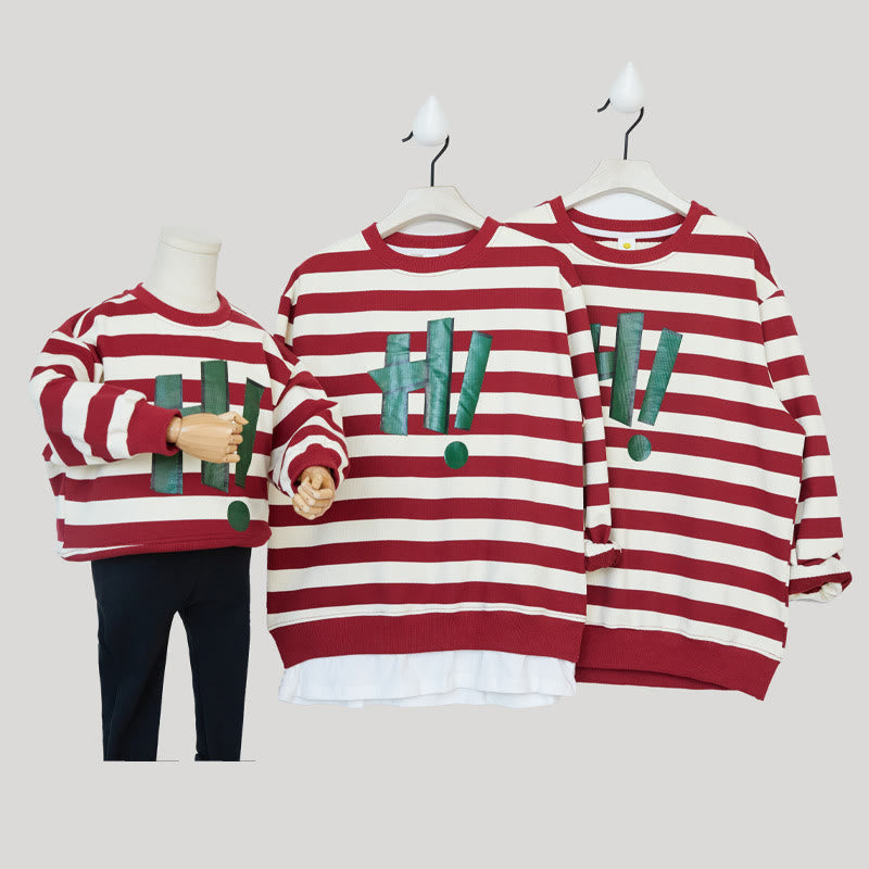 HI Family Matching Striped Fake 2 Pieces Sweatshirt