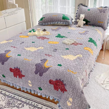 Quilted Dinosaur Thick 3 Pieces Bedding Set