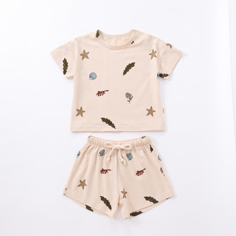 Baby Moon Sea Striped Tee and Shorts Set