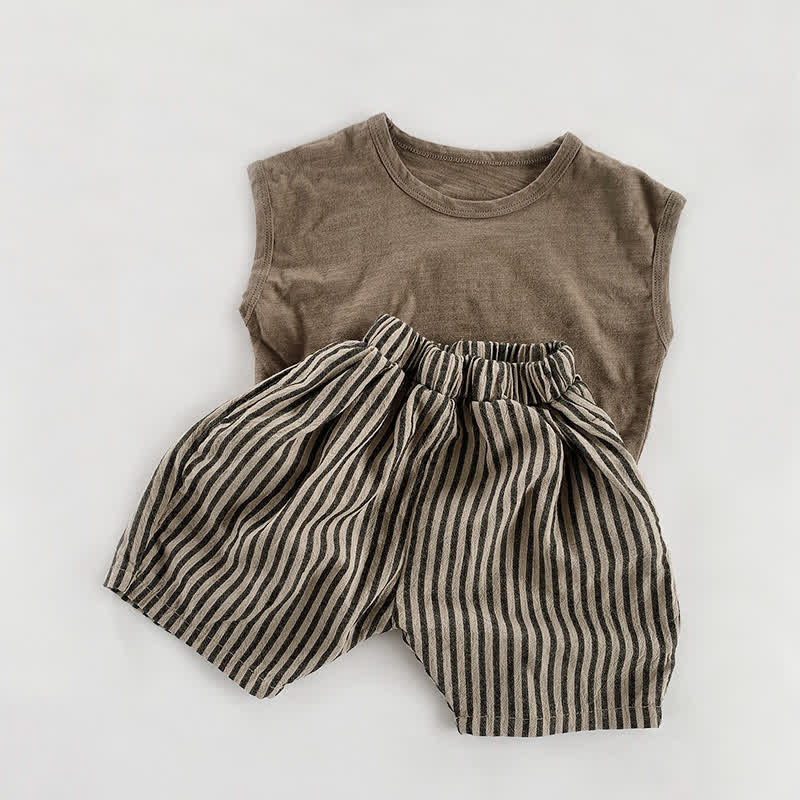 Toddler Boy Linen Striped Casual Shorts