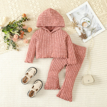 Toddler Girl Hooded Solid Color Set