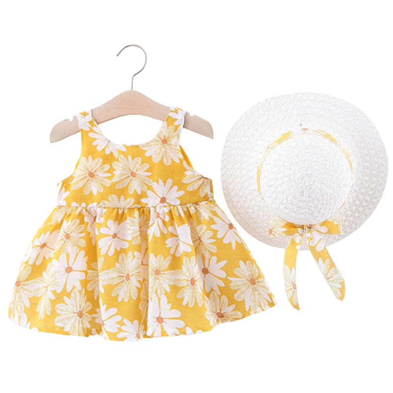 Baby Daisy Dress with Straw Hat