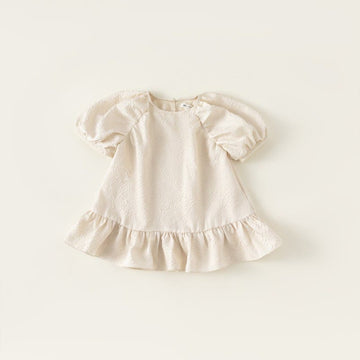 Toddler Girl Beige Puff Sleeve Dress