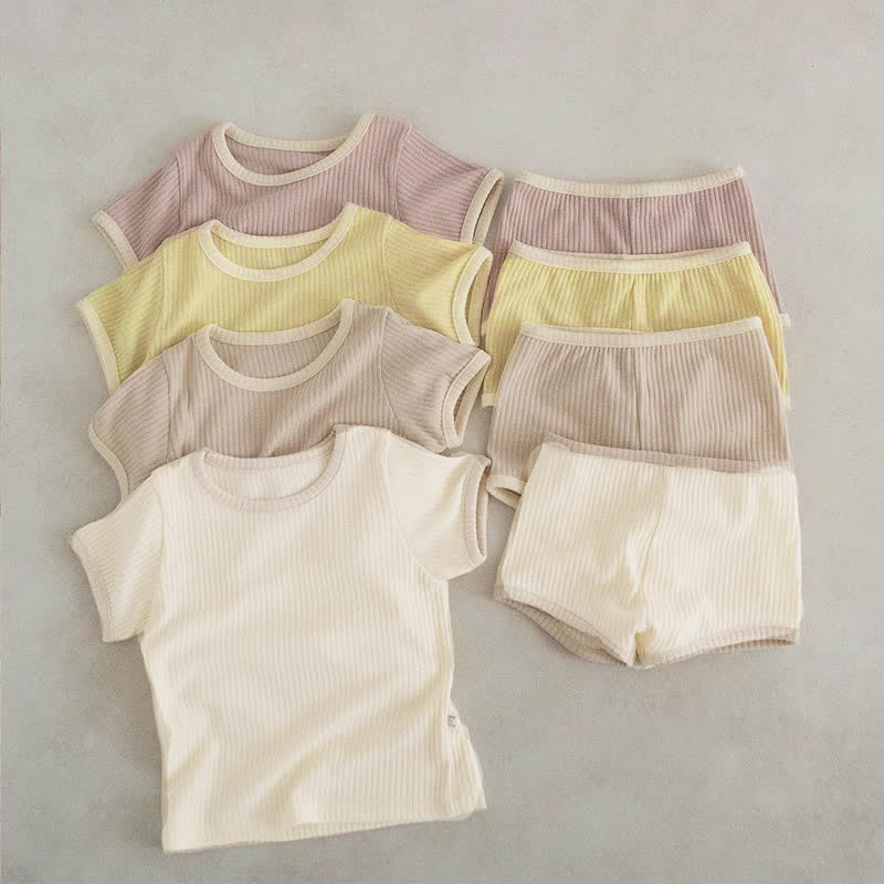 Baby Ribbed Tee and Shorts Set with Headband