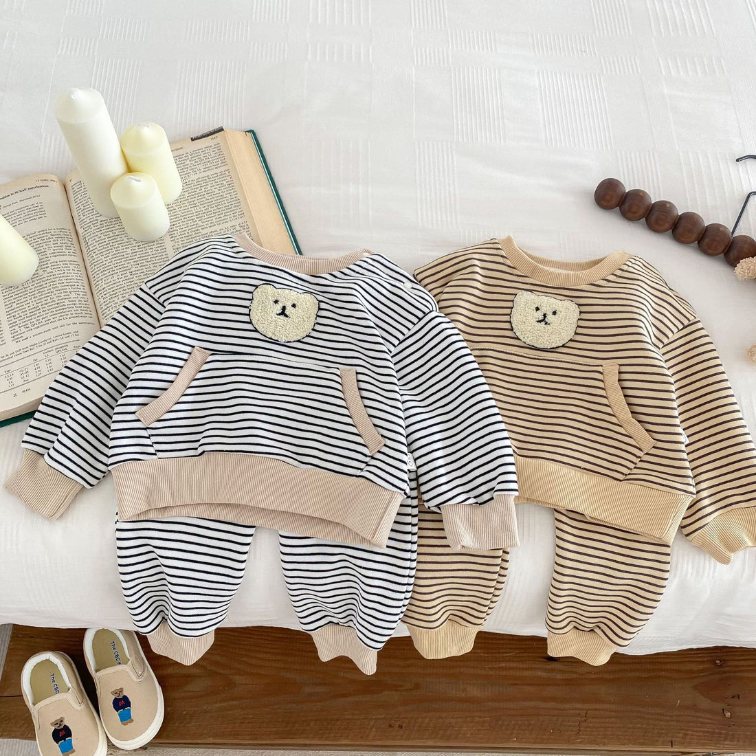 Baby Toddler Bear Striped Pajamas 2 Pieces Set