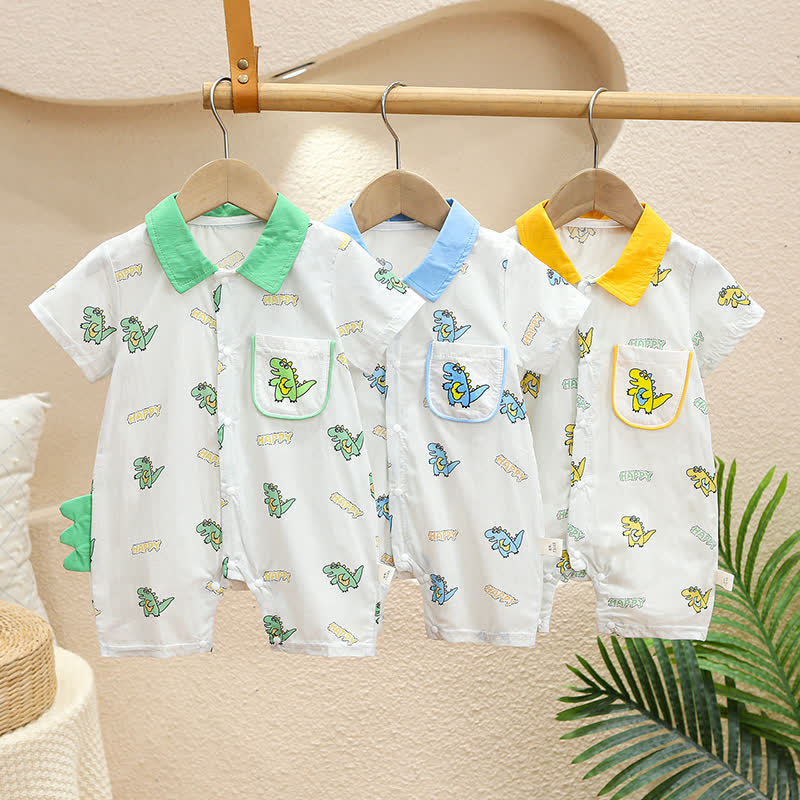 HAPPY Baby Dinosaur Polo Collar Romper