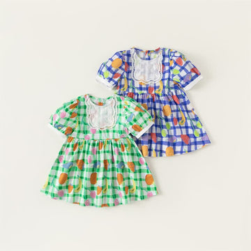 Toddler Girl Fruit Flower Puff Sleeve Dress