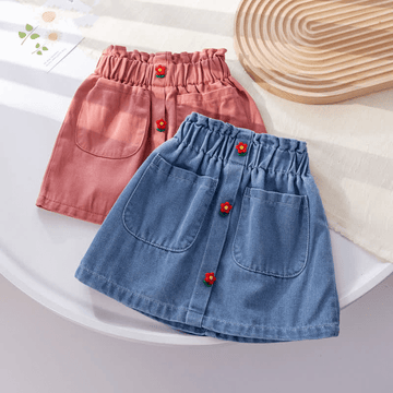 Toddler Girl Flower Denim Skirt