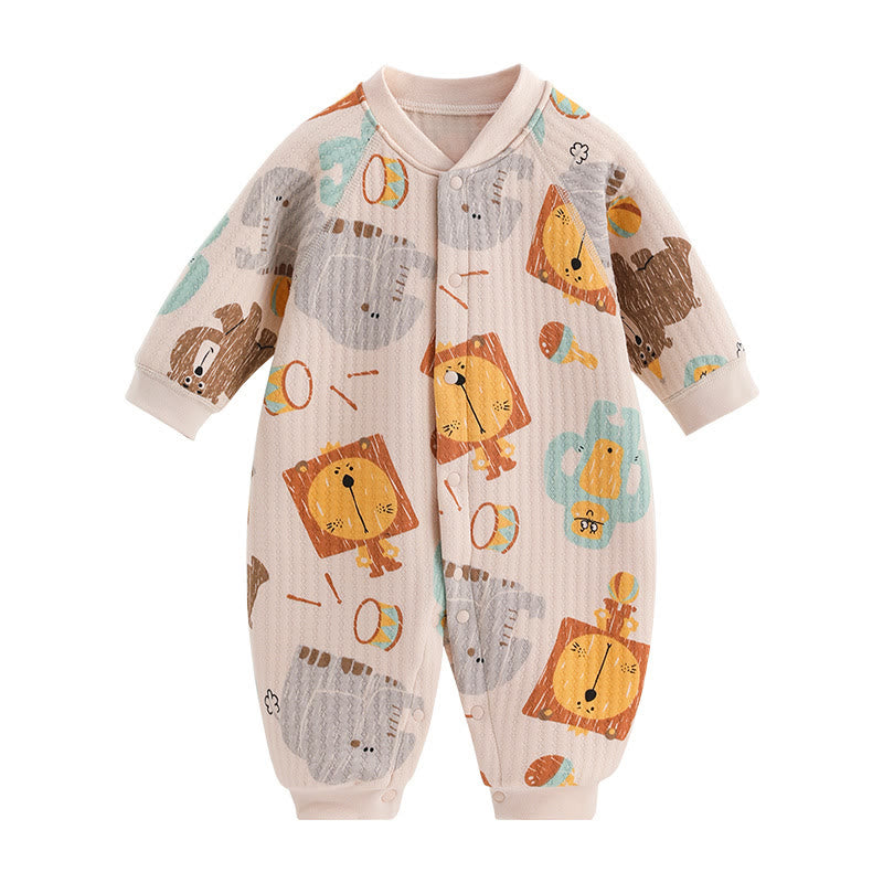 Baby Animal Circus Troup Button Romper