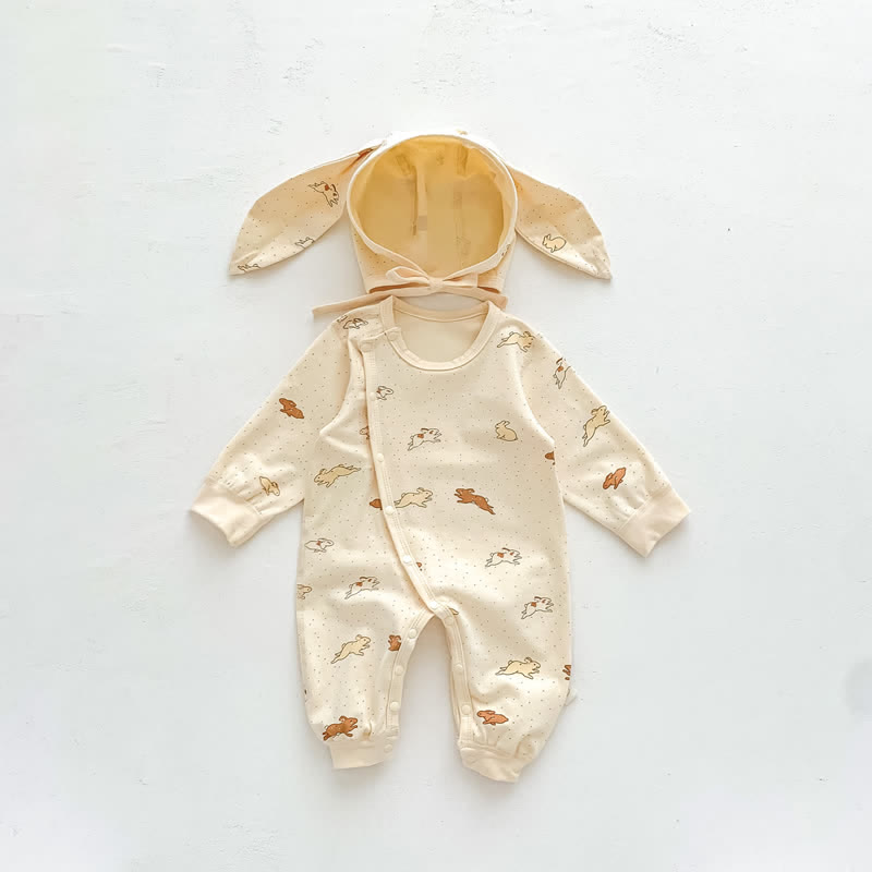 Baby Bunny Seamless Newborn Romper with Bonnet