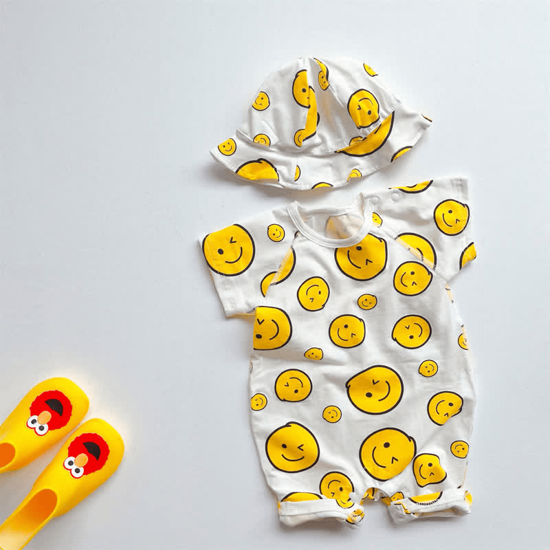 Baby Smiley Newborn Romper with Hat