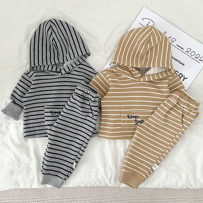 KEEP SMILE Baby Striped Hoodie and Pants Set