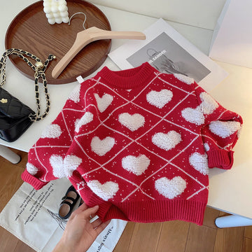 Toddler Girl Heart Red Sweater