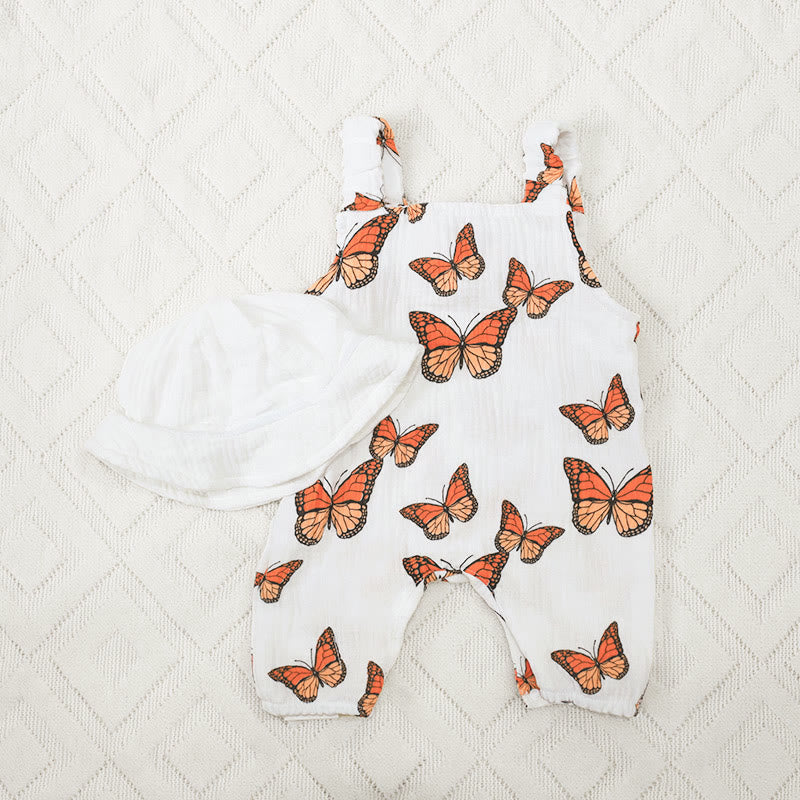 Baby Vintage Butterfly Newborn Romper and Hat Set