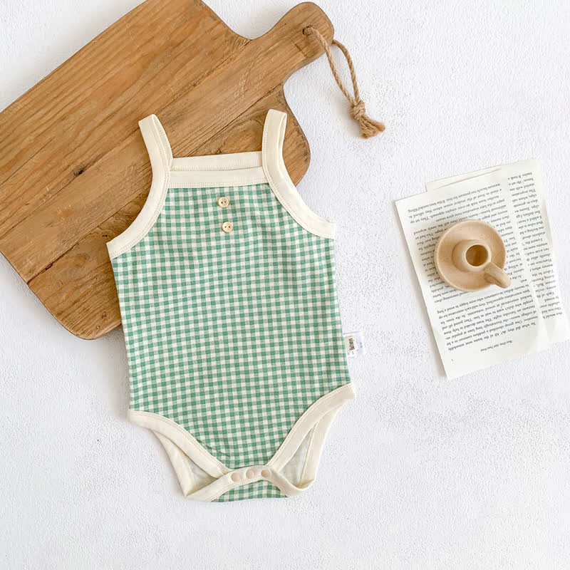 Baby Sweet Plaid Strap Bodysuit