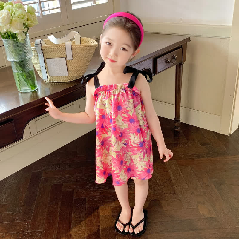 Toddler Girl Flower Camisole Loose Dress