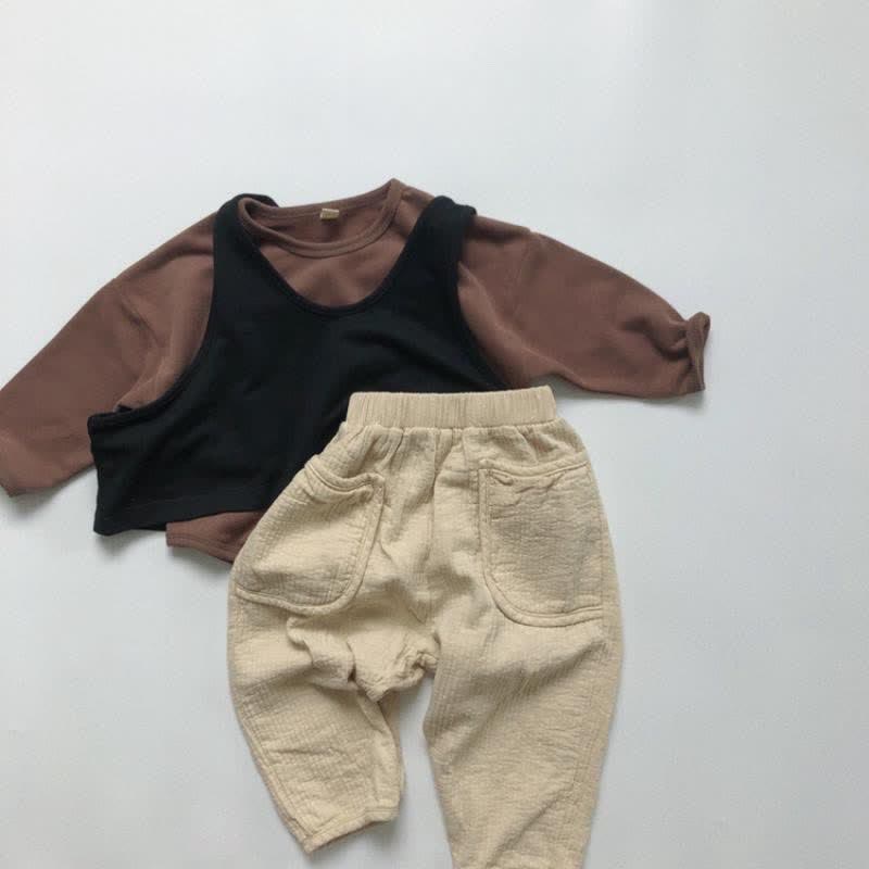 Toddler Boy Retro Solid Color Pocket Casual Pants