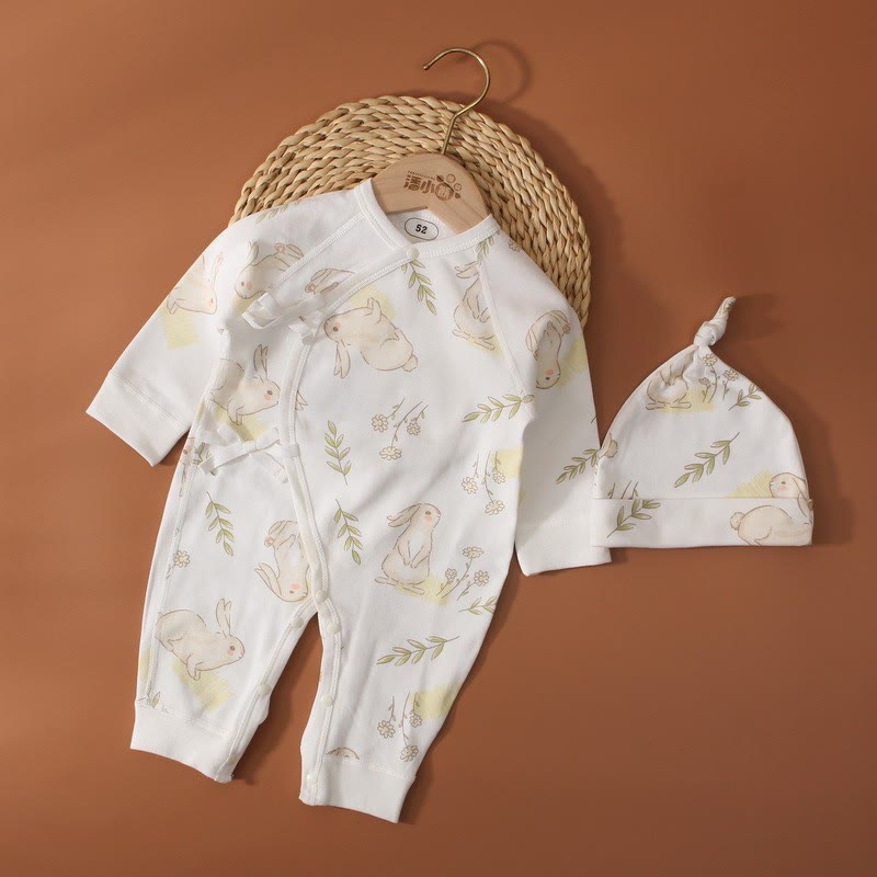 Baby Bunny Kimono Seamless Casual Romper with Beanie