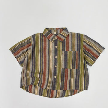 Toddler Boy Striped Pocket Polo Collar Shirt