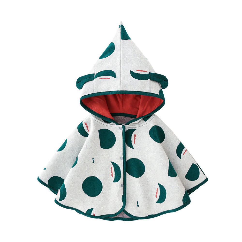 Toddler Girl Dots Hooded Casual Cloak